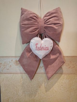 Coccarda nascita velluto da personalizzare col nom
