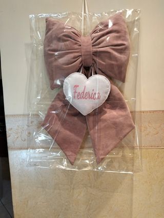 Coccarda nascita velluto da personalizzare col nom