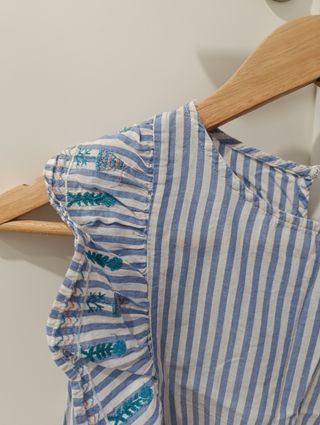 Top rayas azul-blanco mujer con volantes