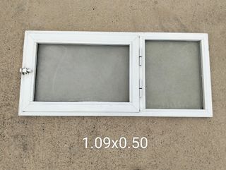 Ventana aluminio blanco 1.09x0.50 cristal de clima