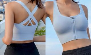 Reggiseno sportivo celeste - Crossback