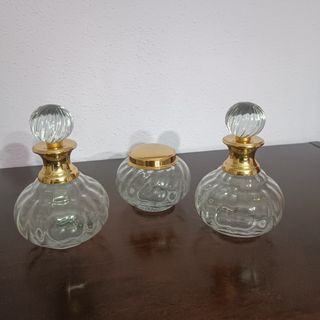 Juego tocador cristal dorado