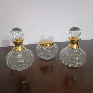 Juego tocador cristal dorado