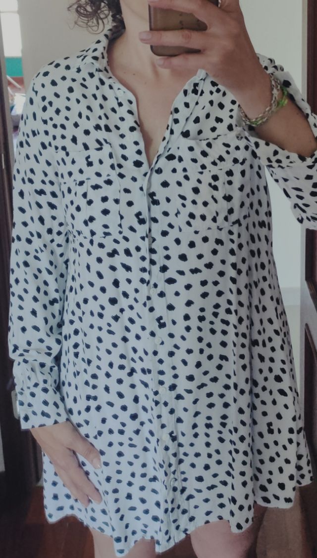 Vestido Lefties lunares blanco y negro