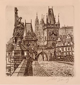 Grabados de Praga enmarcados - 2 piezas