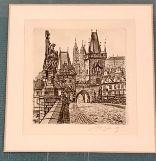 Grabados de Praga enmarcados - 2 piezas