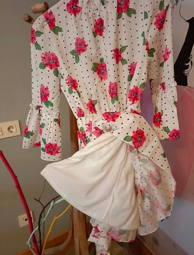 Vestido flores niña - Blanco y rosa