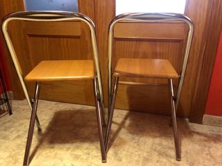 2 Taburetes plegables metal madera