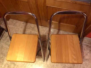 2 Taburetes plegables metal madera