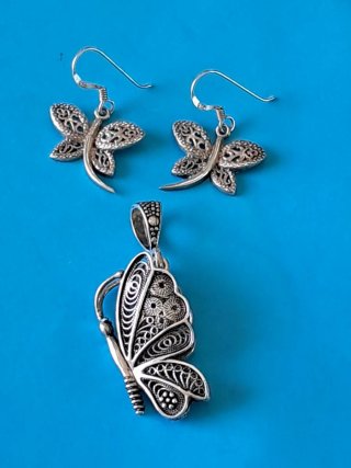 Pendientes plata mariposa