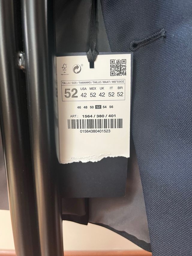 Traje Zara Man Azul Marino Oscuro- L/42-44/52-54