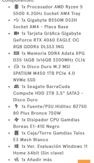 Ordenador PC Gamer - Blanco