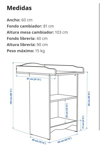 Cambiador bebé blanco + colchoneta y funda regalo