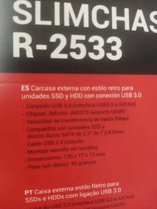 SlimChase R-2533 - Carcasa HDD/SSD USB 3.0