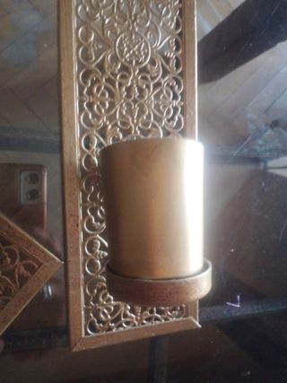 2 Candelabros pared metal dorados