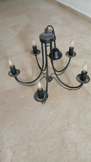 Lámpara techo 5 luces forja negra