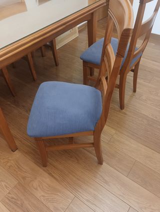 Mesa extensible comedor madera + 6 sillas