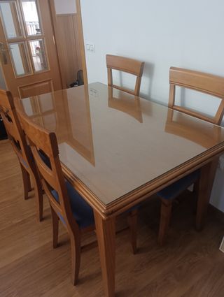 Mesa extensible comedor madera + 6 sillas