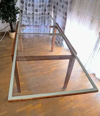 Mesa comedor cristal madera