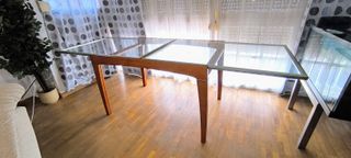 Mesa comedor cristal madera