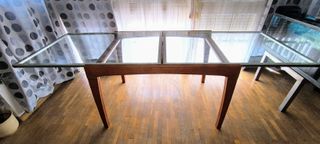 Mesa comedor cristal madera