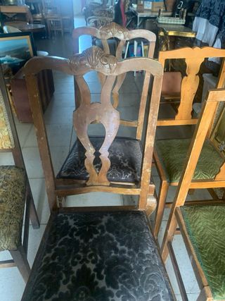 4 Sillas antiguas de madera para restaurar