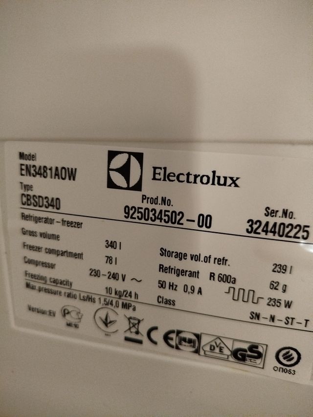 Panel control Frigorífico Electrolux 