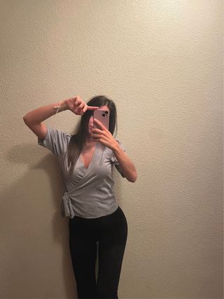 Blusa azul - Top anudado