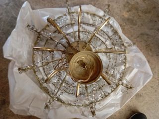 Lampara bronce y cristal antigua