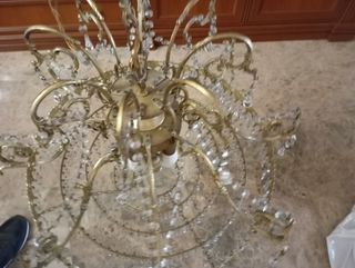 Lampara bronce y cristal antigua