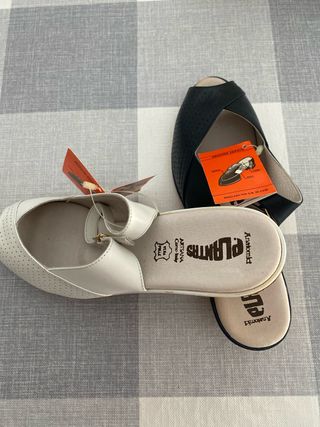 Sandalias Anatomic piel - blanco y azul marino