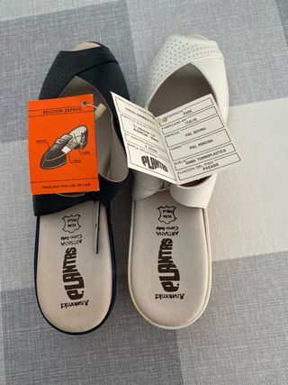 Sandalias Anatomic piel - blanco y azul marino