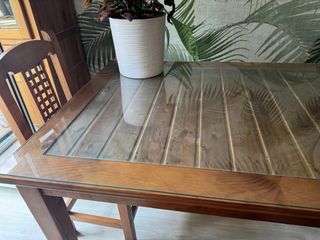 Mesa madera + 6 sillas - marrón 1.40cmX0’90cm