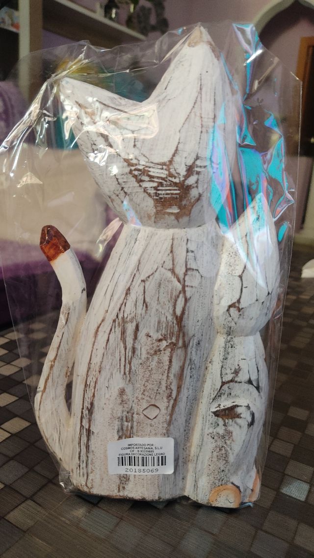 Preciosos gatitos de madera blancos 27cm alto 