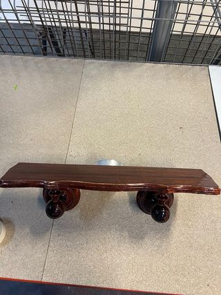 Armario madera baño - marrón, estanteria y espejo