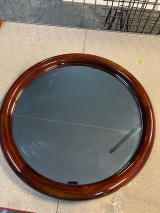 Armario madera baño - marrón, estanteria y espejo