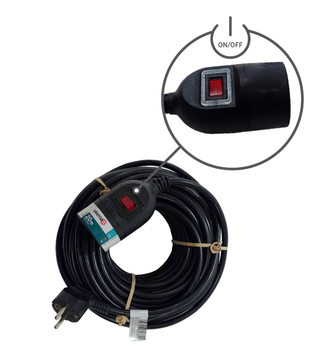 Regleta 20m 16A - Negra c/Interruptor