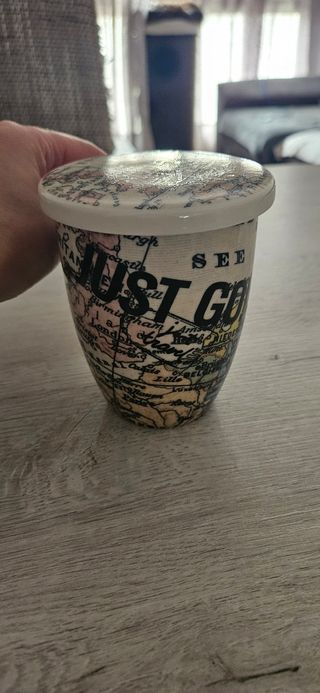 Taza té vintage mapa mundo