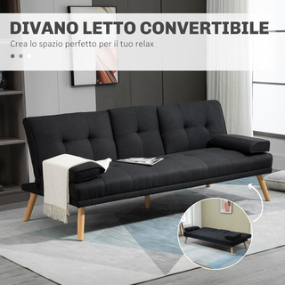 Divano Letto 3 Posti con 2 Braccioli Rimovibili e