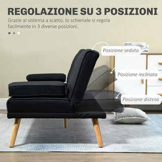 Divano Letto 3 Posti con 2 Braccioli Rimovibili e