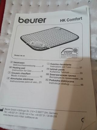 Almohadilla eléctrica Beurer nueva