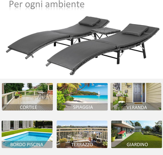 Set 2 Lettini Prendisole Richiudibili, Sdraio da G