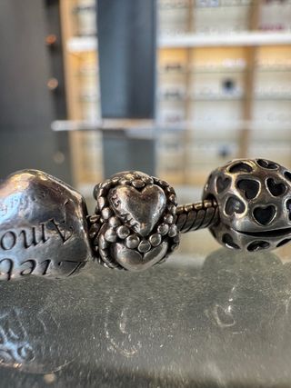 Charm Pandora plata corazones