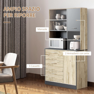 Mobile Cucina Credenza Moderna Salvaspazio con 2 a