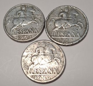 Monedas 10 céntimos 1940 y 1953