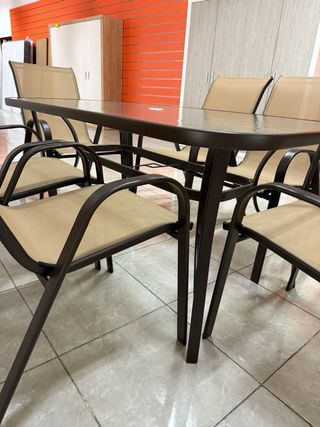 Conjunto jardín 6 sillas metal