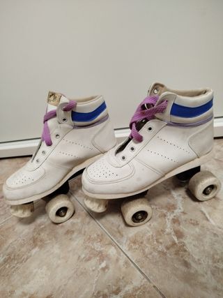 Patines Roller Blancos Años 80. Talla 37
