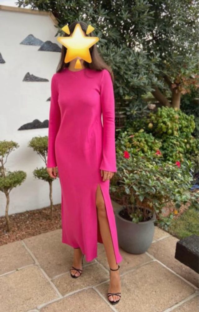 Abito lungo Massimo Dutti fucsia