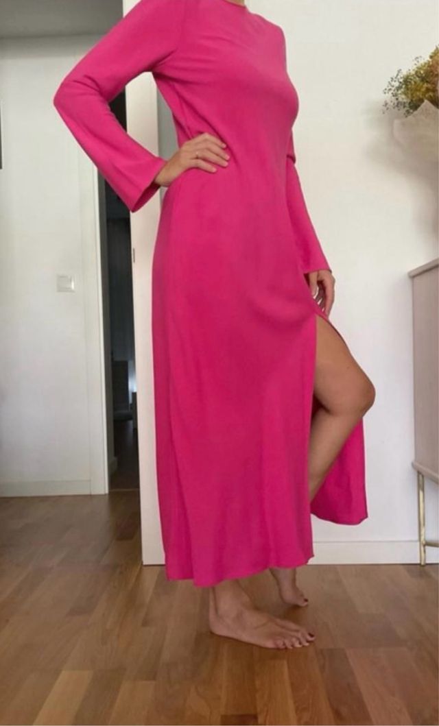 Abito lungo Massimo Dutti fucsia