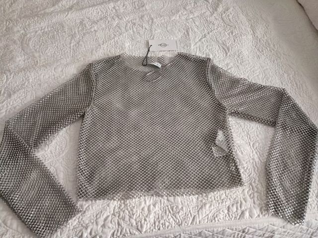 Top rejilla Stradivarius plata - T-S